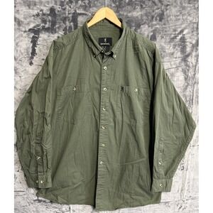 Browning Men's XXL Green Button Collar Button Shirt L/S 2 Pocket Cotton Casual